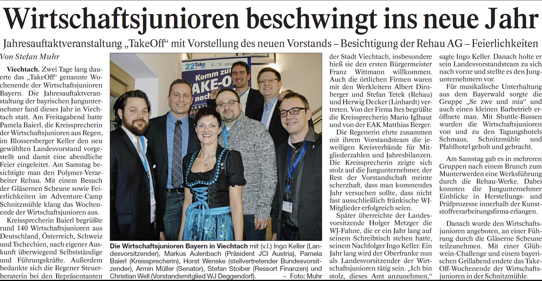 Jahresauftakt der Wirtschaftsjunioren in Viechtach - Die Passauer Neue Presse berichtet am 12.1.2015